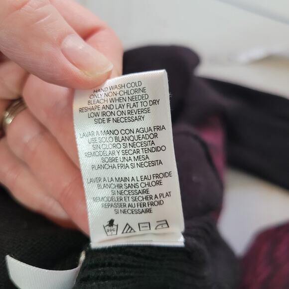 Calvin Klein Size M Black Tunic Sweater Gold Button Contrast Detail Sleeves - Picture 8 of 10